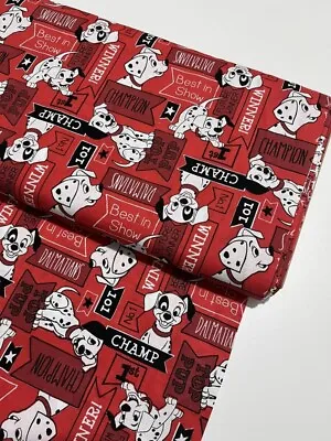 Disney 101 Dalmatians Red Fat Quarter 100% Cotton Fabric Dogs Puppies • £5.50