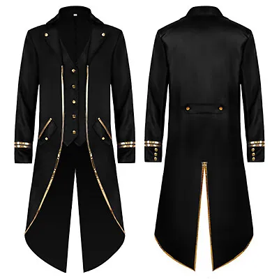 Mens Victorian Steampunk Tailcoat Jacket Coat Renaissance Medieval Costume • $24.88