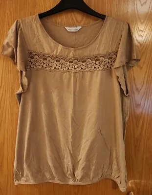 BHS Vanilla Sands Size 18 Biscuit Coloured Short Sleeve Top Great Condition • £1.49