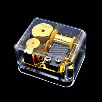 Acrylic Transparent Wind Up Music Box 50 Tune Options Xmas Birthday Present Gift • $24.19