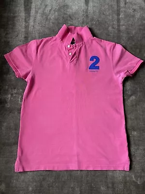 Hackett Polo Shirt Pink Medium Tailored Fit • £12.50