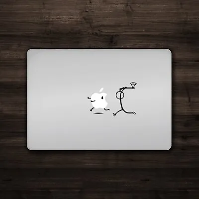 Stick Figure Pushing - Mac Apple Logo Cover Laptop Vinyl Decal Sticker Macbook • $6