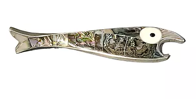 Vintage Abalone Fish Bottle Opener Mexican Alpaca Silver Mid-Century Modern • $106.25