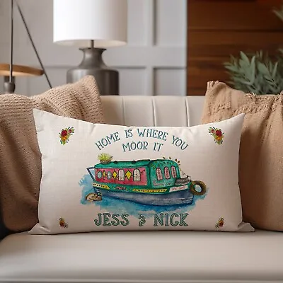 Personalised Canal Barge Cushion Cover Home Decor Pillow Narrowboat Gift LKC22 • £12.95