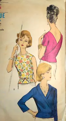 VOGUE BACK WRAP OVERBLOUSE Sewing Pattern~~SIZE 14~~5887~~THREE STYLES !! • $7.50