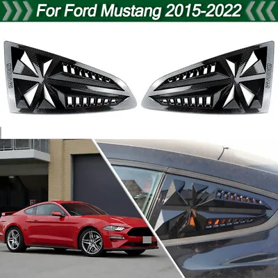 $1065.99 • Buy Pair Carbon Look Rear Window Louvers Quarter Side Scoop For Ford Mustang 2015-22