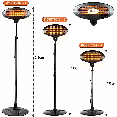 £28.85 • Buy 2KW Electric Patio Heater Free Standing Quartz Warmer Garden Outdoor Waterproof