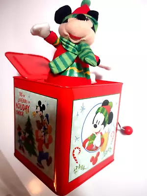 Disney Mickey Mouse Tin Christmas Deck The Halls Jack In The Box 2018 Gemmy • $24.69