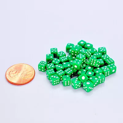 50pcs 5mm Six Sided D6 .197 Inch Die Small Tiny Mini Miniature Green Dice W/ Bag • $12.49
