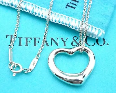 Tiffany & Co Open Heart PERETTI Necklace Sterling Silver925 6.8g W/Bag 12204 • $246.27