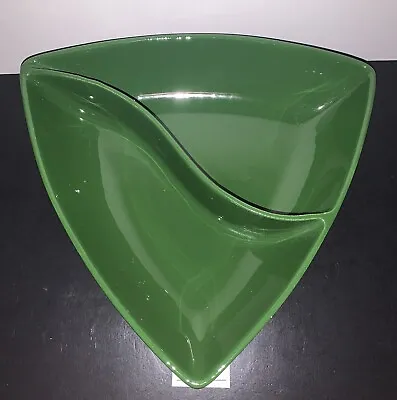 VTG Mid Century Modern Divided Serving Bowl Candy Dish Avacado Green MCM Decor • $38