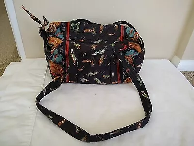 Rare New Vintage Vera Bradley Fishing Lures Black Purse Tote Zip 11 X6 X8  USA • $28.99