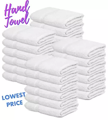 24x Salon Spa Hairdressers Soft White Cotton Hand Towels Hotel Quality 50X85 Cm • £11.85