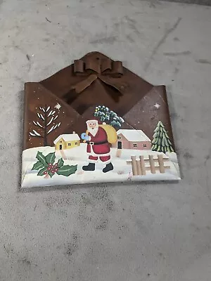 Cute Hanging Metal Tin Mail Holder Christmas Santa Card Holder 9 X8  • $14.98