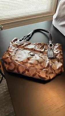 Coach Alexandra Op Art Signature Tote Coated Canvas Classic Shoulder Handbag • $20