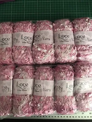 £14 • Buy My Love Wool Kinds Sparkly Tinsel Eyelash Yarn Pink,White Thin Yarn Knitting X10