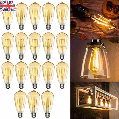 12/6pcs LED Edison Bulb Vintage Light Bulb4W E27 2700K ST64 Led Filament Bulbs • £8.99