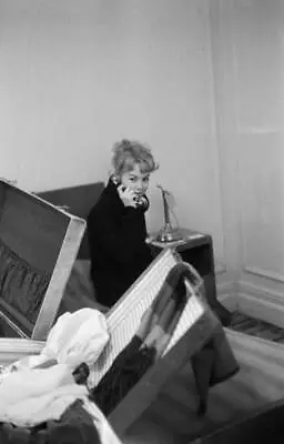 Mylene DEMONGEOT Phoning Sitting On The Bed Of Her Hotel Room  1957 Old Photo • $5.55
