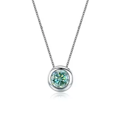 0.5Ct Green Moissanite Pendant 925 Sterling Silver Choker Statement Necklace • $47.03