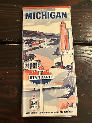 Vtg 1965 Standard Oil Michigan Tourism America Foldable Road Map 1D07 • $12.95