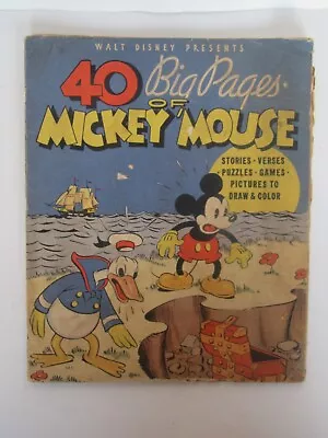 Rare 1936 40 Big Pages Disney Mickey Mouse Book Whitman #945 • $149