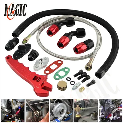 T3 T4 GT35 T04E T60 T61 T70 Turbo Oil Line Feed Line Return Line Kit + Wrench BK • $96.79