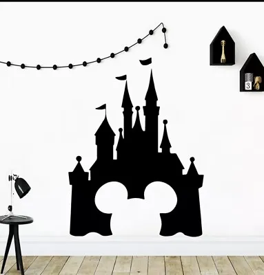Large Disney Castle WALL STICKERS KIDS WALL ART BEDROOM BABY ROOM Mickey Mouse • £5.99