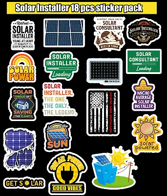 Solar Installer 18pcs Sticker Pack Vinyl Stickers Waterproof Laminated Panel • £13.48