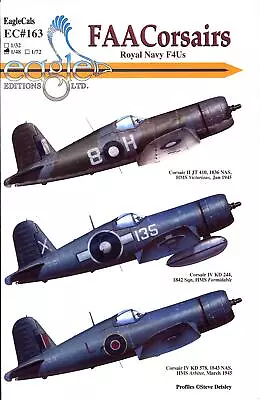 EagleCal Decals 1/48 VOUGHT F4U CORSAIR Royal Navy Fleet Air Arm Aircraft • $15.99