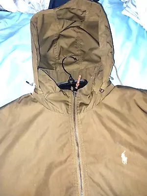  Polo Ralph Lauren Full Zip Fleece Lined Hidden Hood Bomber Jacket L • $12