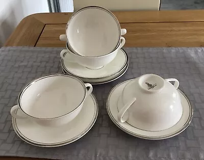 Royal Doulton Platinum Concord Set Of 4 Soup Coupes Bowls And Stands. • £18