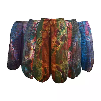 Hippie Tie Dye OM Trousers Bohemian Harem Churidar Baggy Mens Womens Pants • £32.99