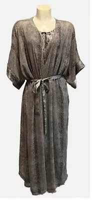 Vintage Delicates Peignoir Set Sheer Satin Women's Large Print Nightgown Robe • $54.90