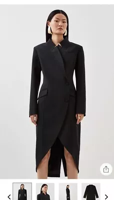 Karen Millen Wool Blend Tailored Pocket Detail Tuxedo Blazer Dress • £95