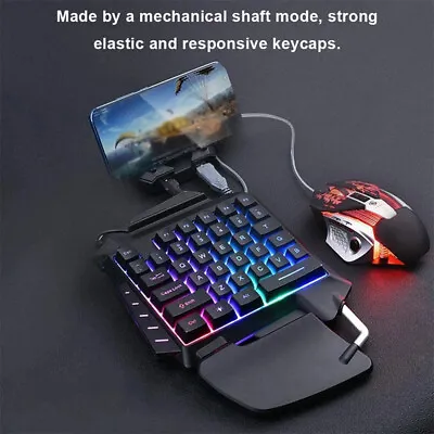 One-Handed Mechanical Gaming Keyboard RGB Backlit Portable Mini Gaming Keyp-m- • $20.37