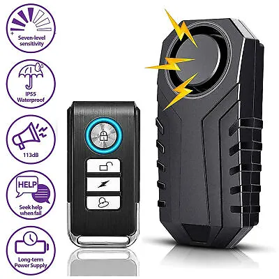 Loud 113dB Motorcycle Vibration Alarm Wireless Bike Anti-Theft Security Alarm • $15.95