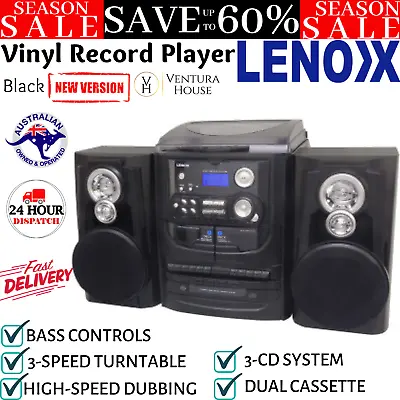 $255.97 • Buy Vinyl Record Player Hi-Fi Turntable 3 CD System Dual Stereo Cassette AM/FM Radio