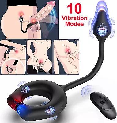 Penis Cock Ring Anal Vibrator Butt Plug Male Prostate Massager Sex Toys For Men • $19.99
