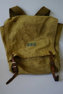 VINTAGE 60s Rucksack Backpack Heavy Canvas Leather Forestry Hiking Camping  • $75