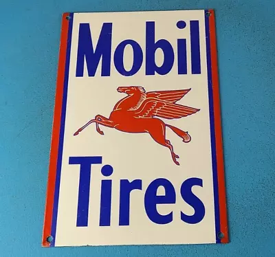 Vintage Mobil Tires Pegasus Porcelain Enamel Gasoline Service Station Oil Sign • $136.37