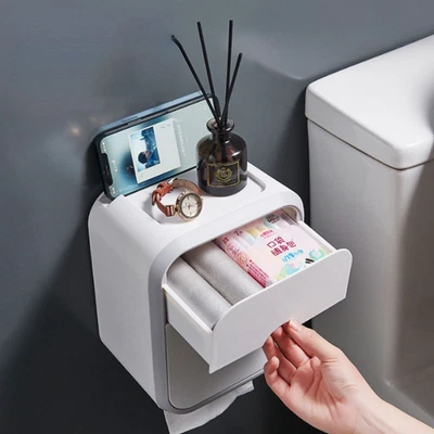 $28.02 • Buy Waterproof Toilet Paper Dispenser Roll Paper Holder Wall Mount Rack Tissue Box