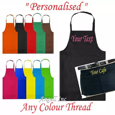 Personalised Custom Embroidered Apron With POCKET BBQ Chef Cooking Baking GIFT • £11.48