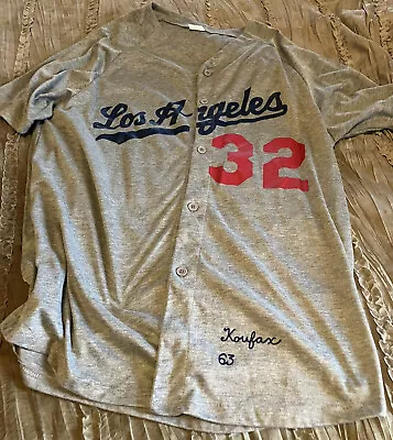 SANDY KOUFAX Los Angeles DODGERS Baseball SGA Replica Size XL Jersey MLB Gray • $24.99