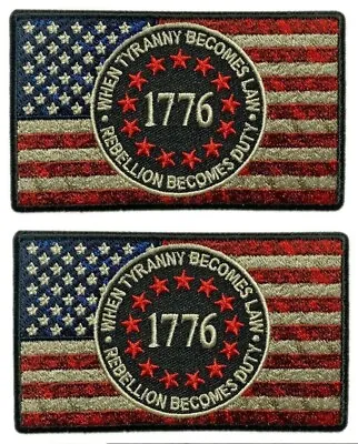 Distressed USA Flag 1776 Tyranny Betsy Ross Liberty Patch  |2pc Iron On Sew • $13.99