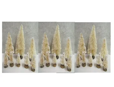 24 Miniature Sisal Bottle Brush Christmas Trees ~ Ivory W/ White Tips ~ Putz • $17.99
