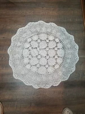 Large Handmade Crochet Doily. For A Round Table Approximately 18  W/ 6  Drop.EUC • £2.89