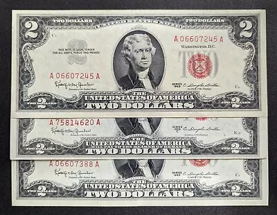 One U.S. $2 Two Dollar Red Seal Almost Uncirculated To Crisp Uncirculated • $19.99