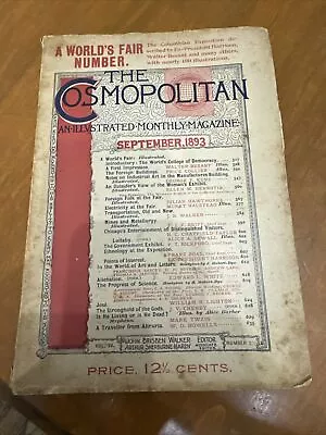 RARE VTG Cosmopolitan Sept 1893 A World's Fair. Is He Living... Mark Twain • $13.75