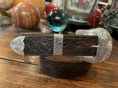 Elk CreekVogt Sterling Silver Engraved Tooled Belt Buckle 1.5”-35-37”🐂✋✅ • $475