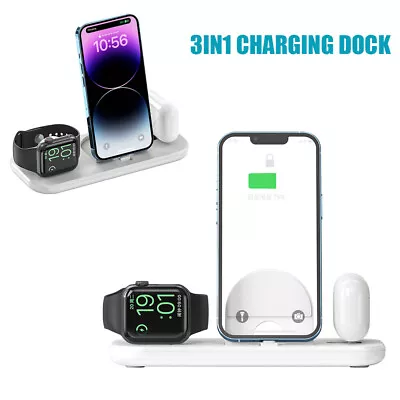 All In One Wireless Charger For Apple Watch IPhone AirPods Fast Charging Dock AU • $17.89